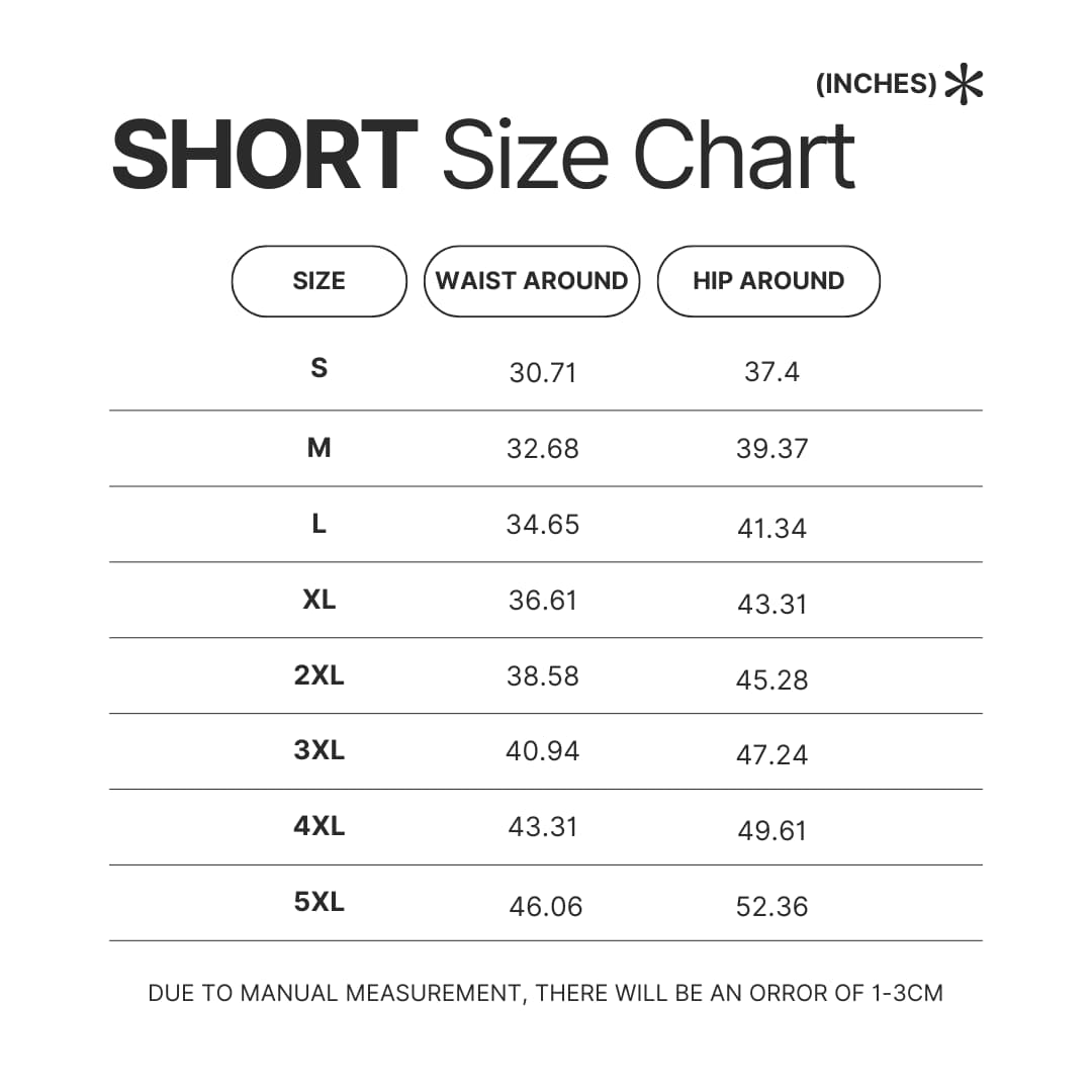 Short Size Chart 1 - Dragon Ball UK Shop