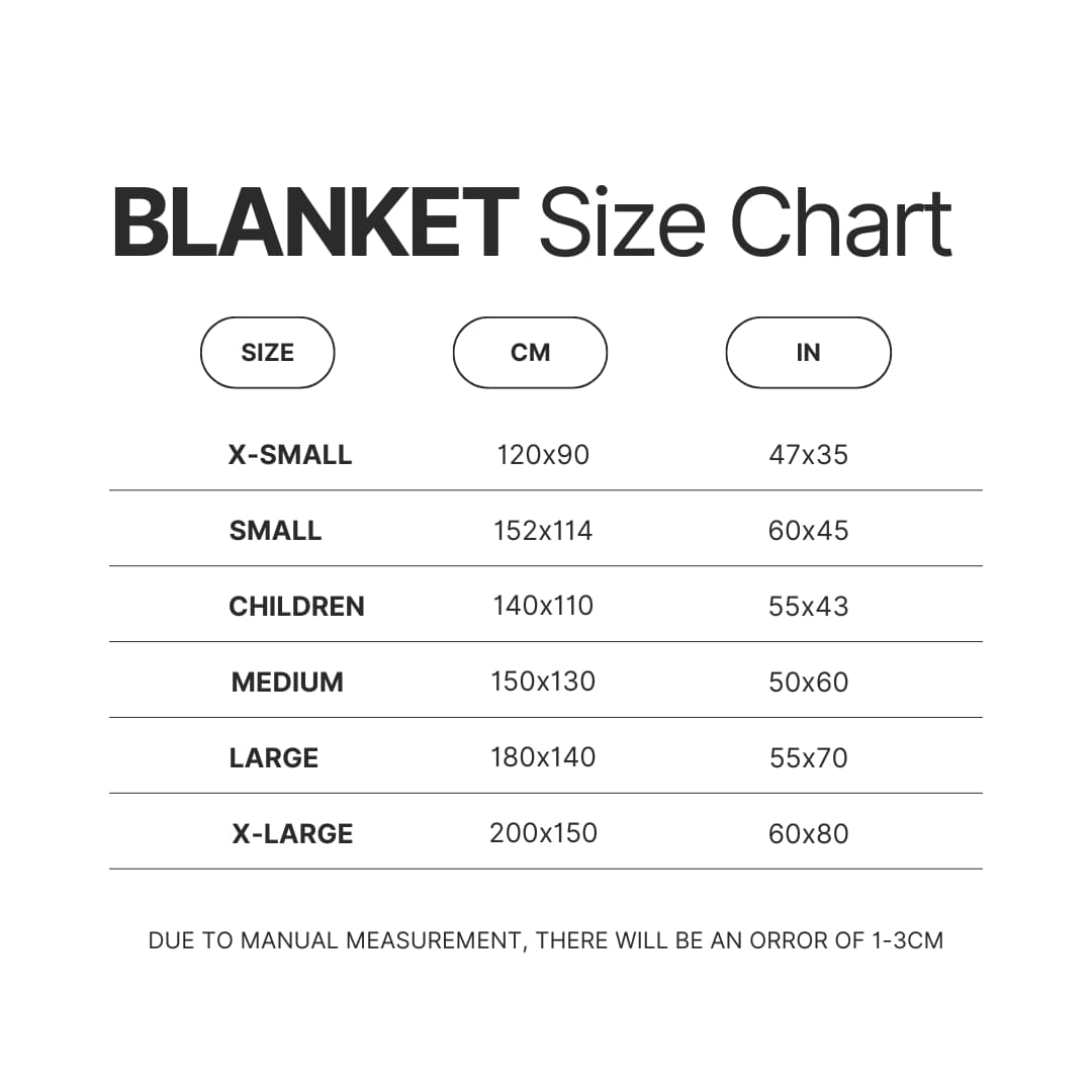 Blanket Size Chart - Dragon Ball UK Shop