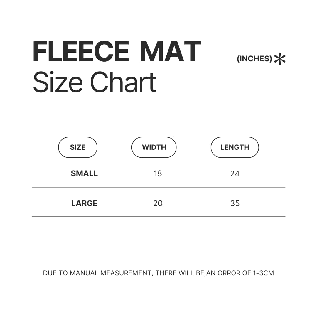 Fleece Mat Size Chart - Dragon Ball UK Shop