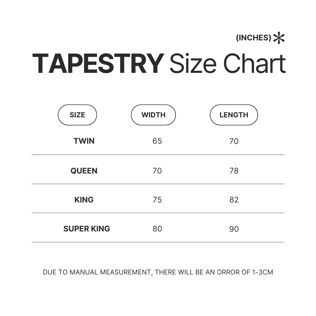 Tapestry Size Chart - Dragon Ball UK Shop