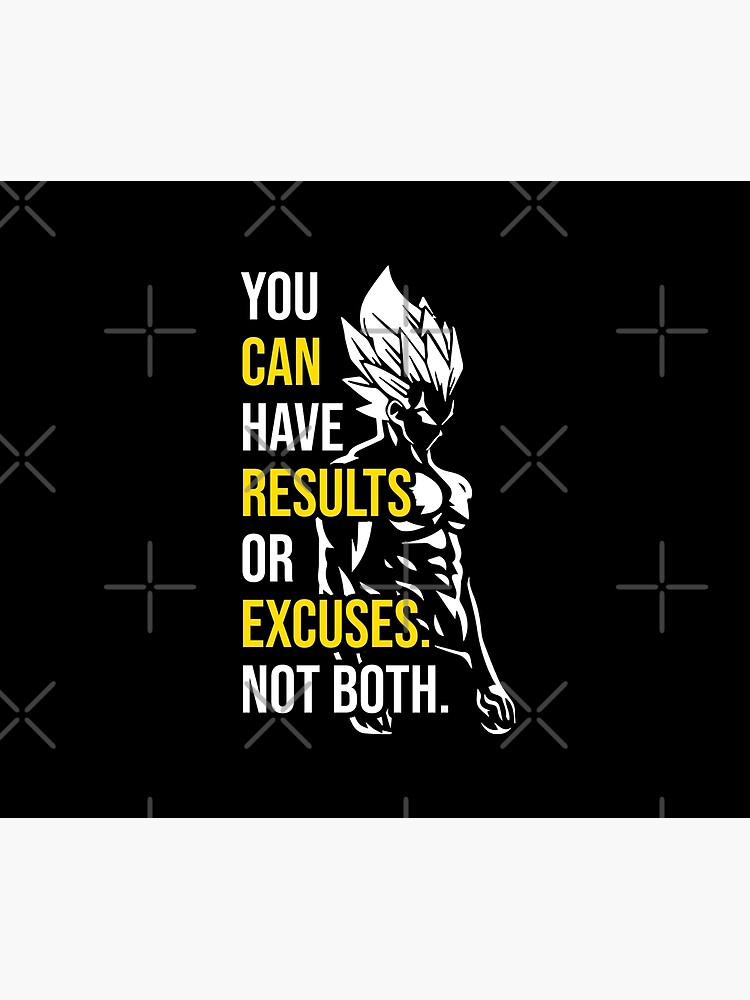 Results Vs Excuses Vegeta Gym Motivational Tapestry - Image 2