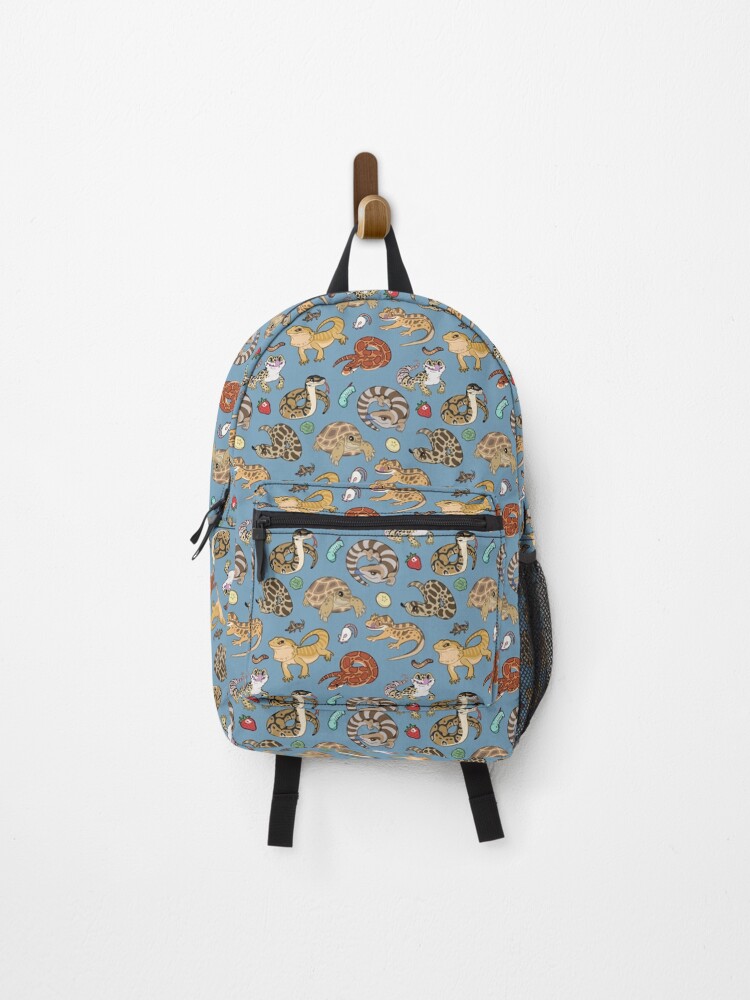 Reptile Pets Pattern Blue Backpack