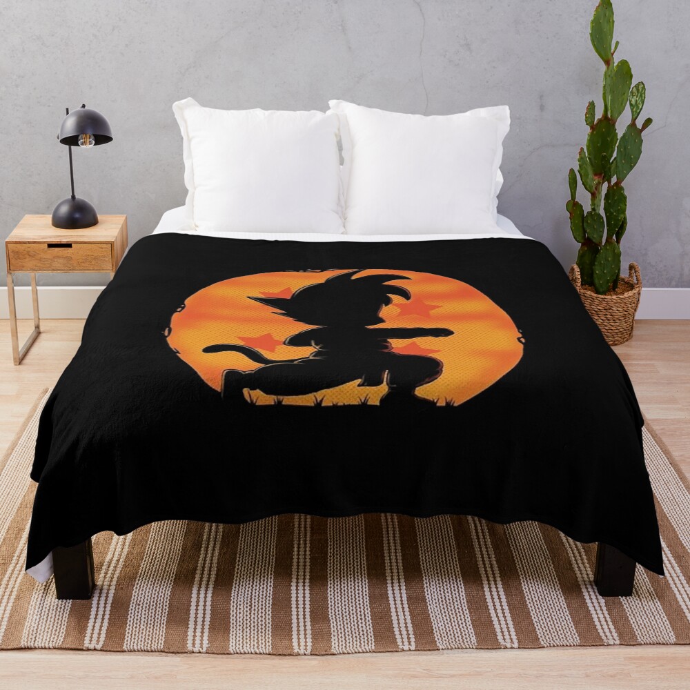 Sunshine Silhuette Baaby Goku Throw Blanket Dragon Ball Gift Throw Blanket
