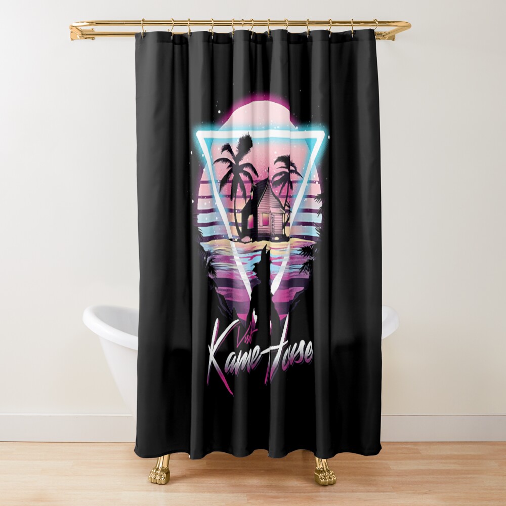 Turtle House Retro T Shirt Shower Curtain