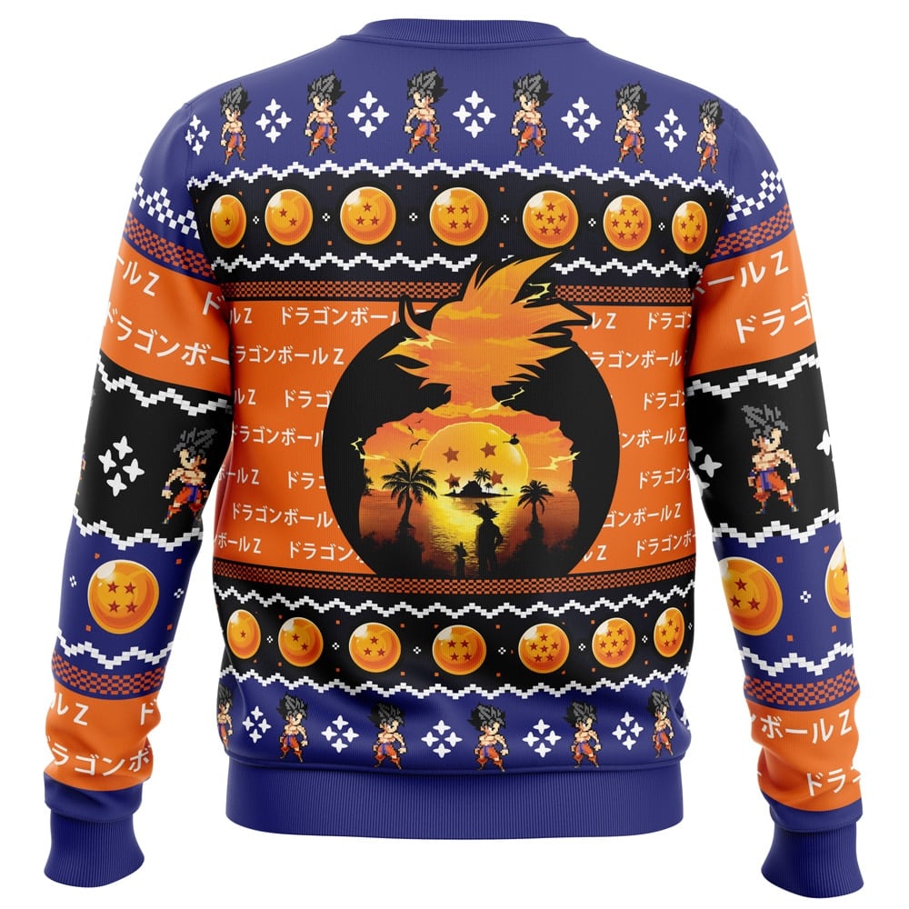 Beautiful Sunset Dragon Ball Ugly Christmas Sweater - Image 3