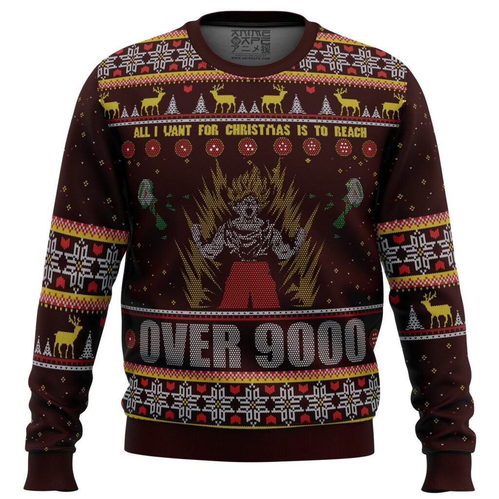 DBZ Goku Over 9000 Dragon Ball Ugly Christmas Sweater